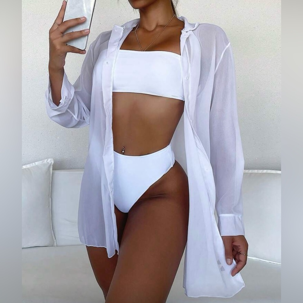 NWT Shein White Kimono Style Swimsuit Cover Up
